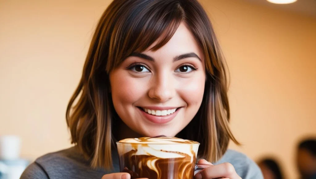 A Brunette drink from 7 Brew Coffee, featuring a mix of chocolate and caramel flavors.